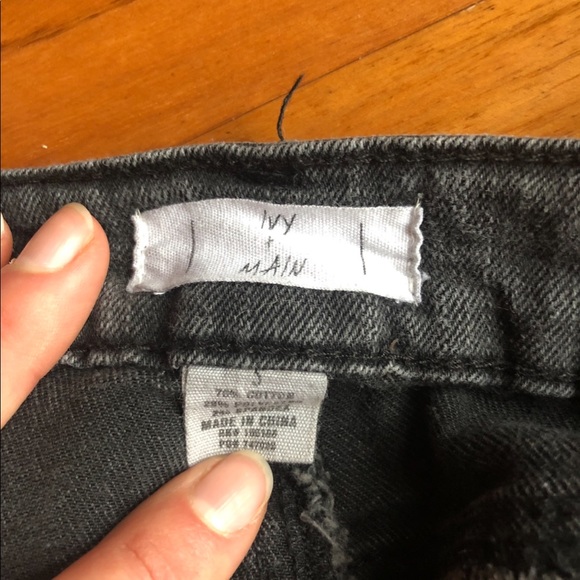 Black denim distressed overalls - Picture 3 of 3